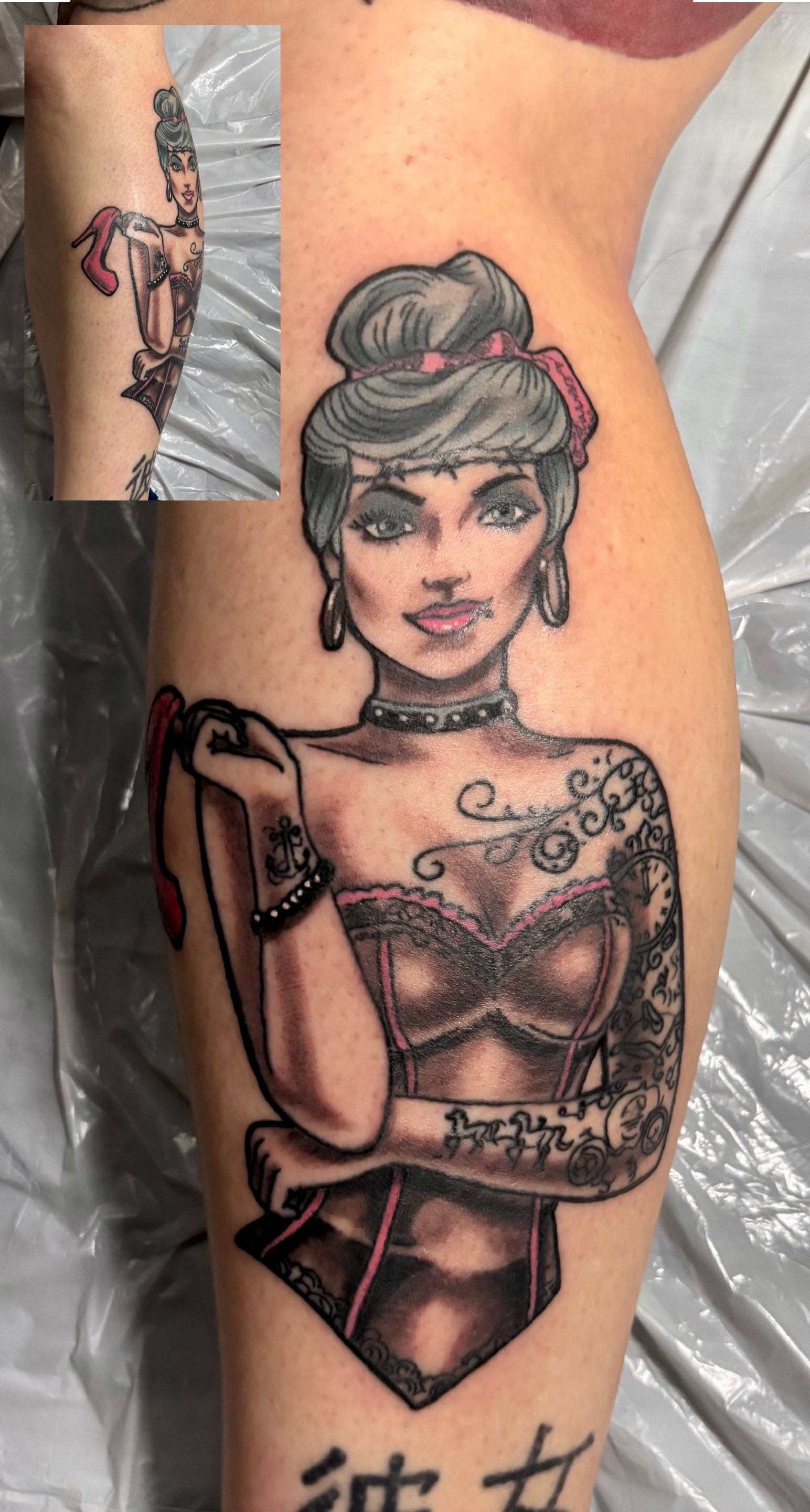 Randy DeShong pin-up girl tattoo