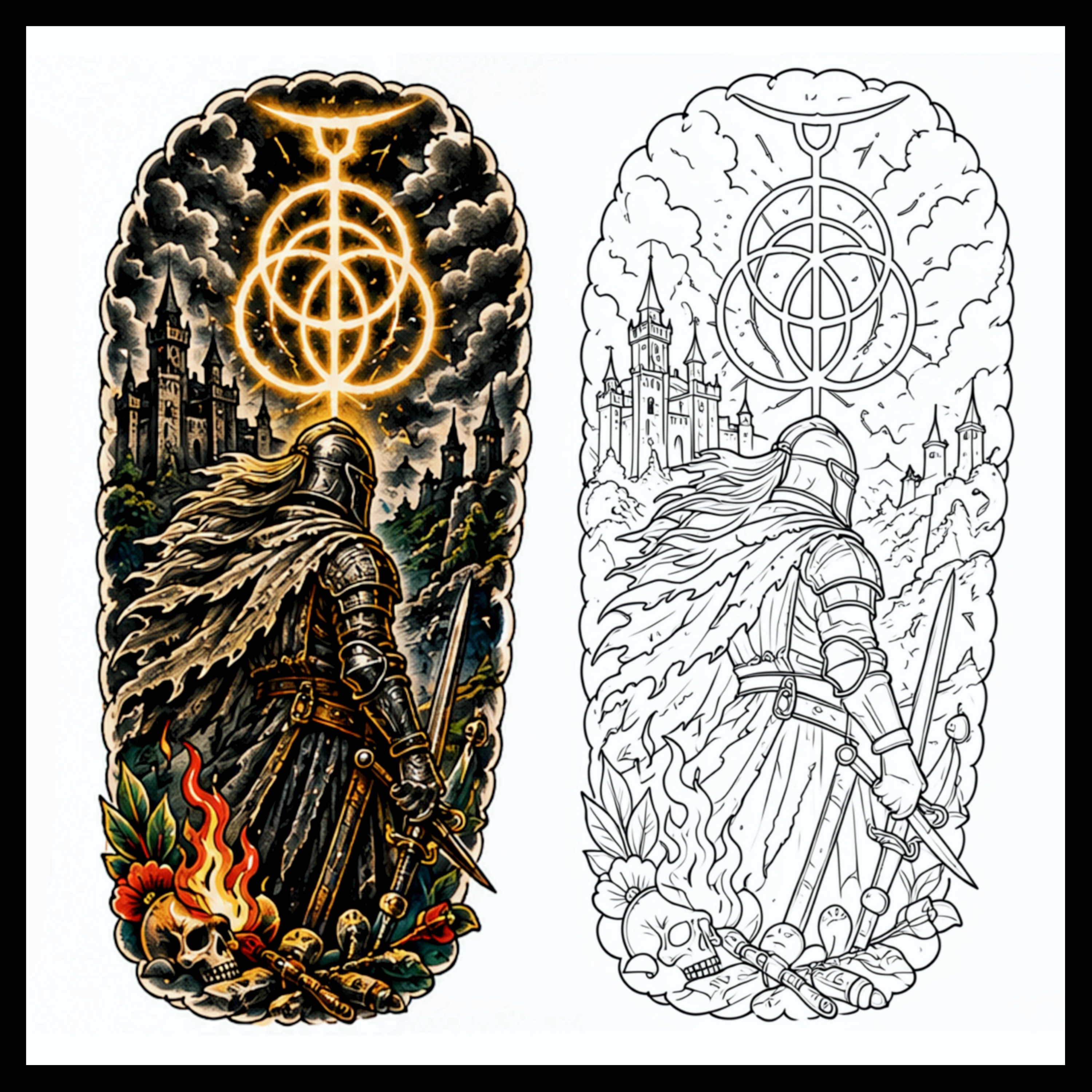 Fantasy illustration tattoo design